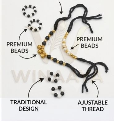 Laddu Gopal Nazariya Combo Set - Black & Golden Beads Anklet, Bracelet & Mala (Size 0 to 6)